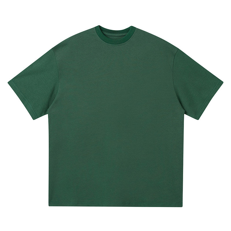 sleeve men's solid color T-shirt basic Japanese casual versatile loose retro trend heavy No.1837