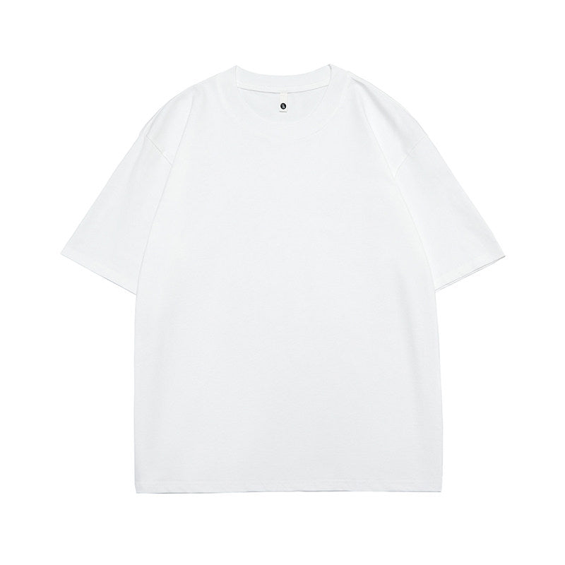 sleeve men's solid color T-shirt basic Japanese casual versatile loose retro trend heavy No.1837