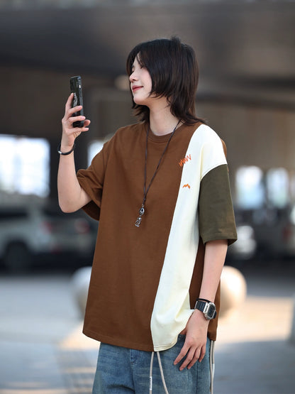 Round neck stitching short-sleeved t-shirt No.559