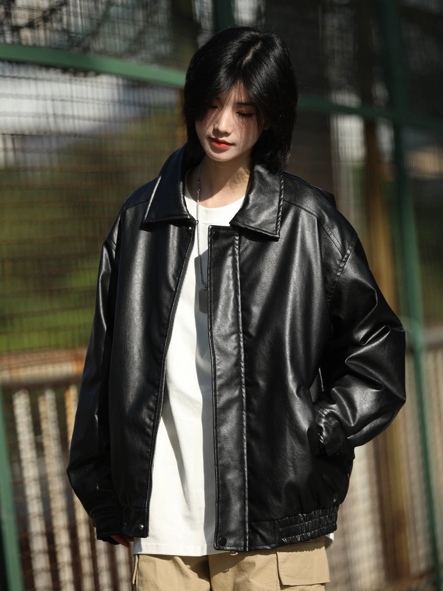 Vegan leather jacket thick jacket No.1022