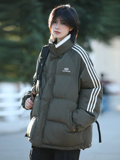 Striped stand up collar padded jacket, puffer No.1053