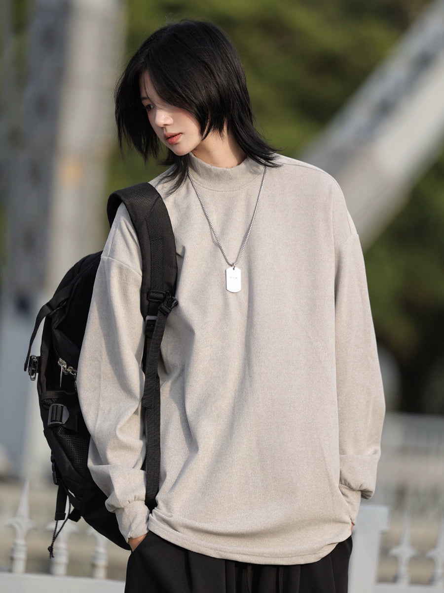 Half-high-necked velvet base sweatshirt No.1421