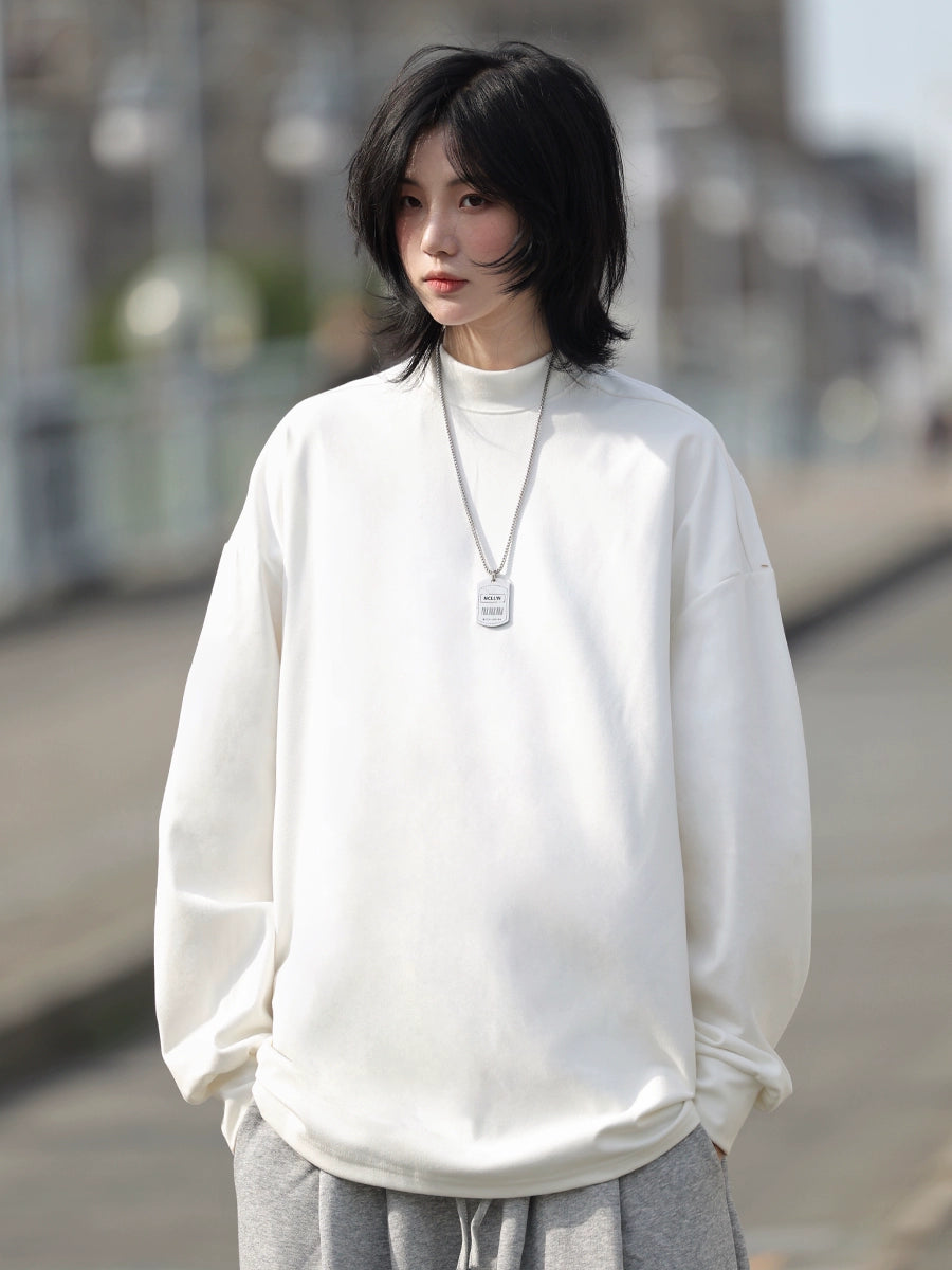 Half-high-necked velvet base sweatshirt No.1421