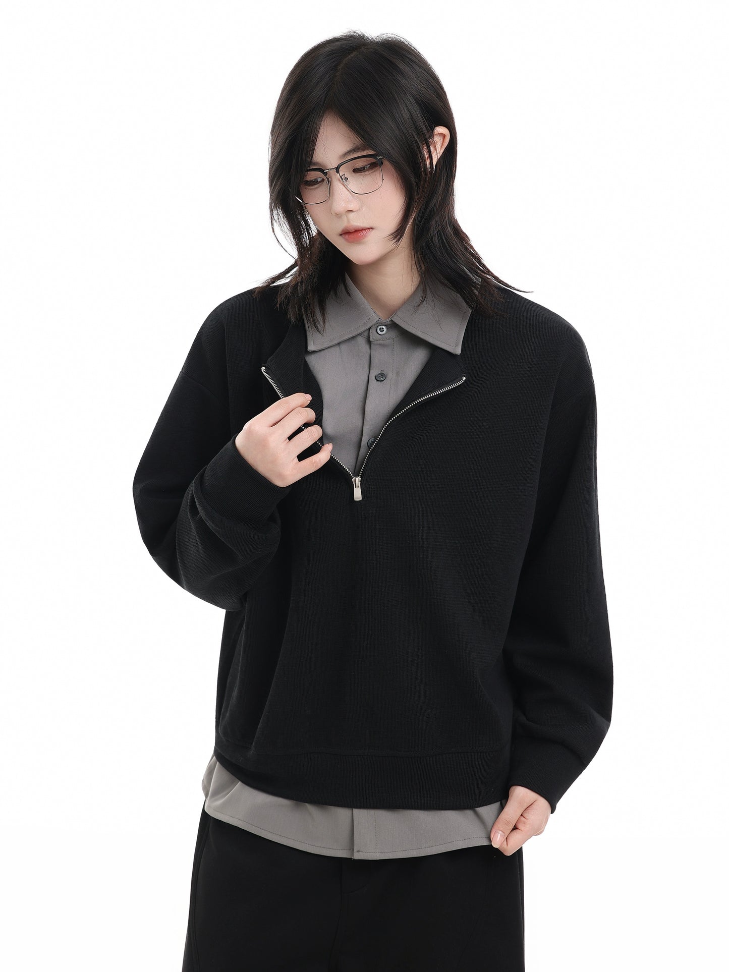 Half Zip-Up Shirt Knitwear No. 1651