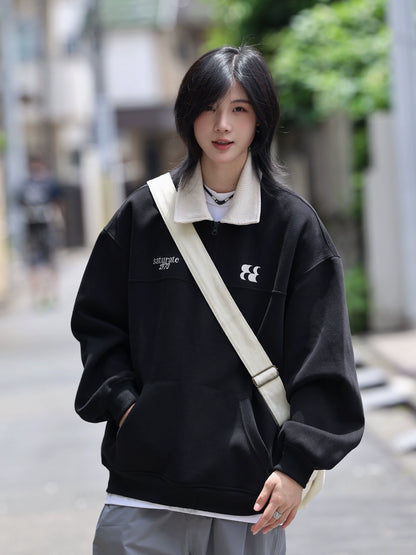 Pullover sweatshirt men's polo collar half zipper No.1281