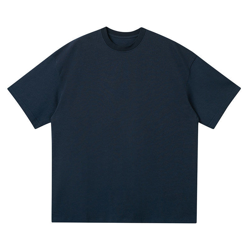 sleeve men's solid color T-shirt basic Japanese casual versatile loose retro trend heavy No.1837