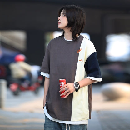 Round neck stitching short-sleeved t-shirt No.559