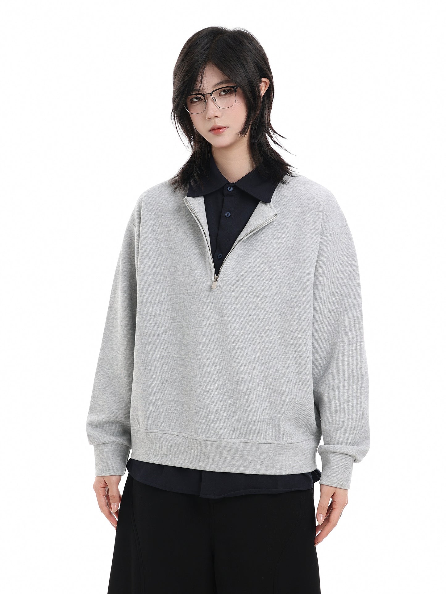 Half Zip-Up Shirt Knitwear No. 1651