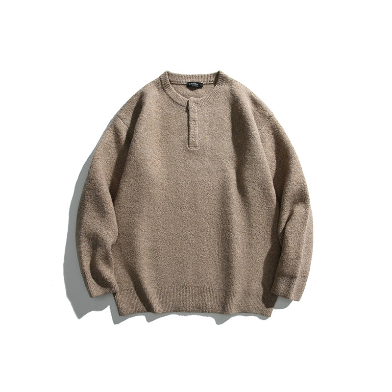 Wool, Semi-Open Collar, Knitted Sweater No.1409