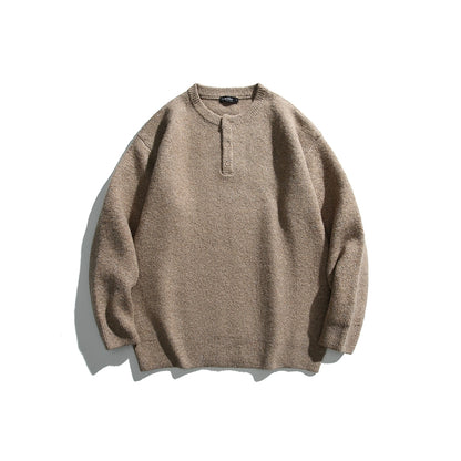 Wool, Semi-Open Collar, Knitted Sweater No.1409