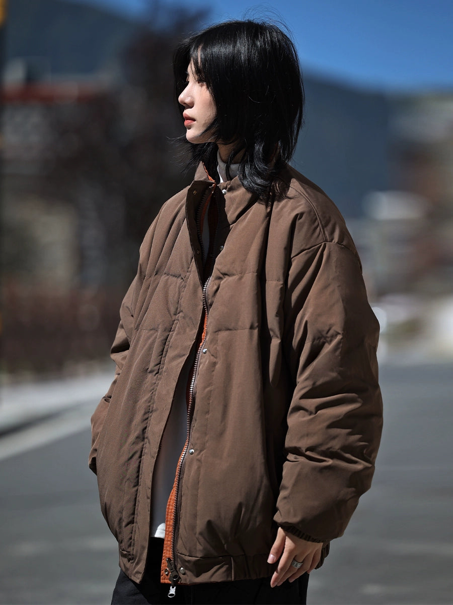 [DUCK DOWN] reversible both sides, stand-up collar down jacket, puffer No.1007