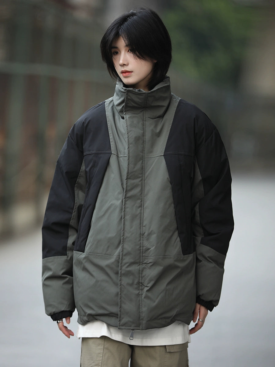 Stitching, stand-up collar padded jacket No.1047