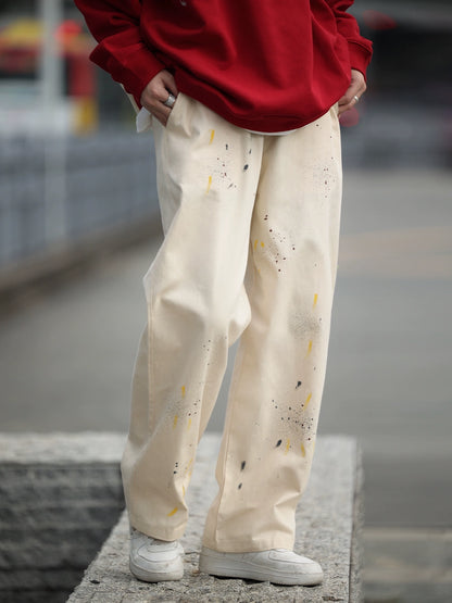 Splashed ink print casual pants No.930