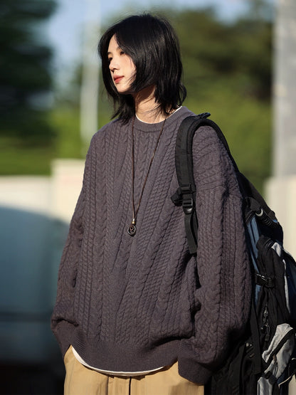 Lazy style sweater round neck knitwear No.1067