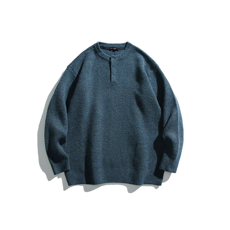 Wool, Semi-Open Collar, Knitted Sweater No.1409