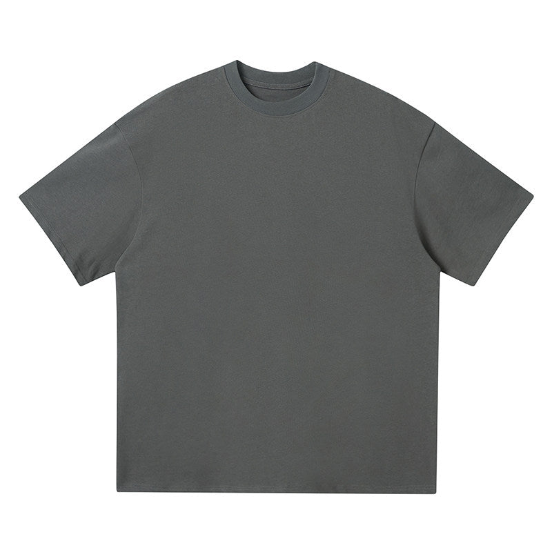 sleeve men's solid color T-shirt basic Japanese casual versatile loose retro trend heavy No.1837