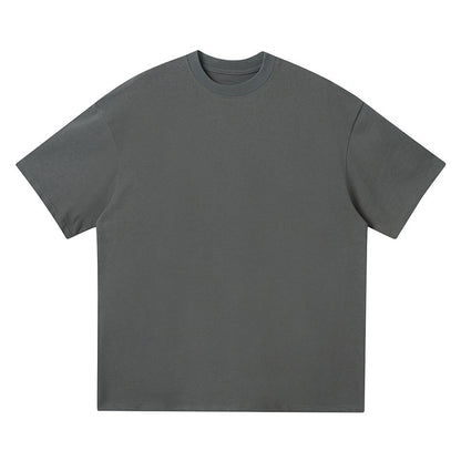 sleeve men's solid color T-shirt basic Japanese casual versatile loose retro trend heavy No.1837