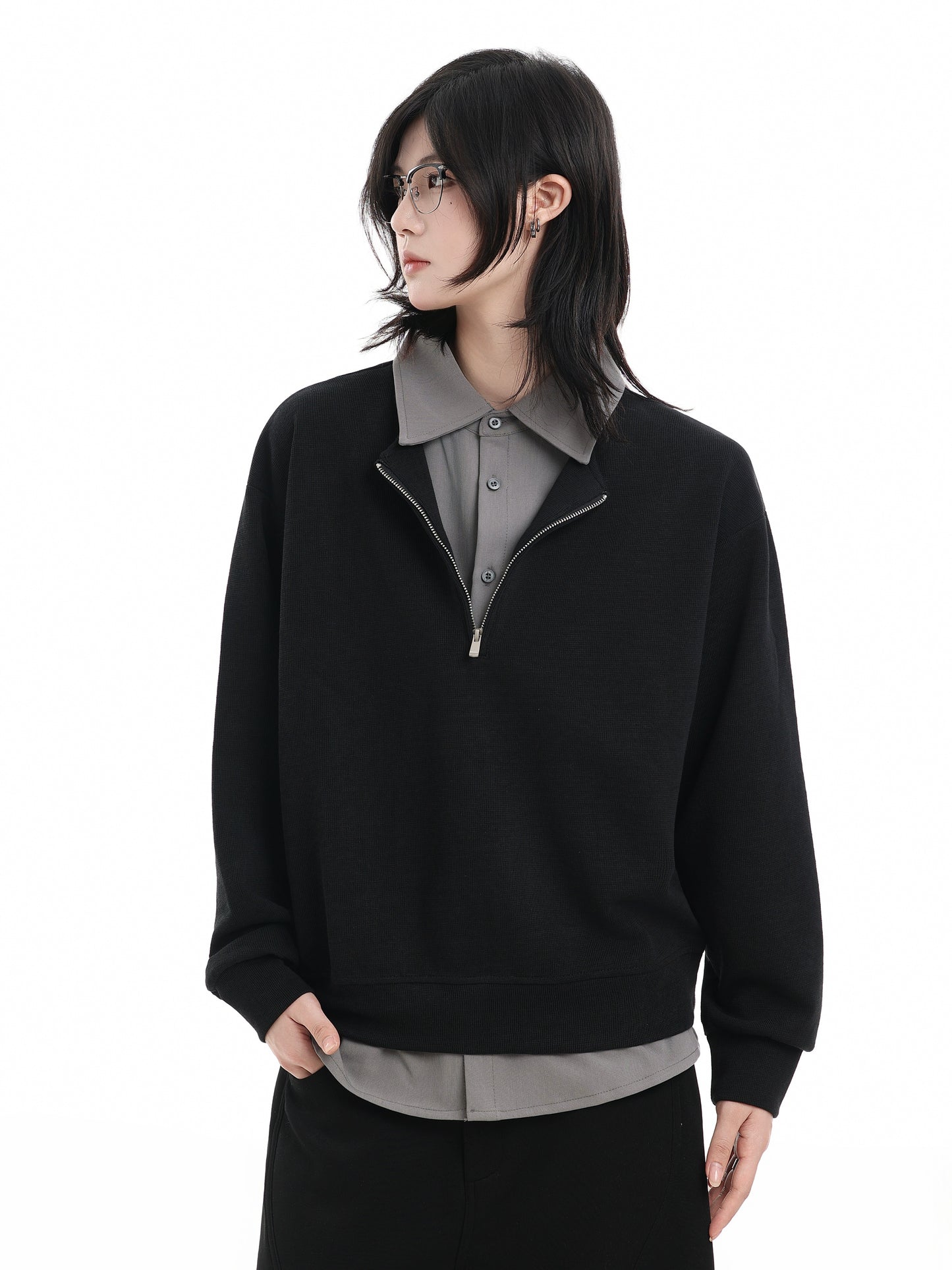 Half Zip-Up Shirt Knitwear No. 1651