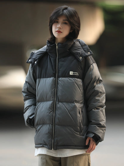 [DUCK DOWN] loose detachable hooded down jacket, puffer No.1055