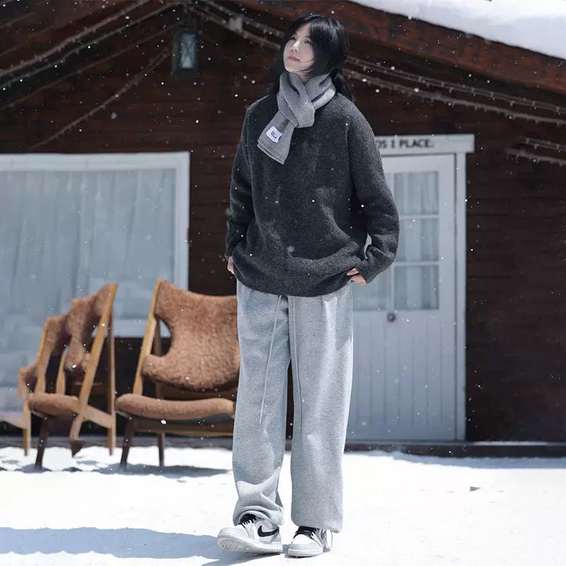 Wool, Semi-Open Collar, Knitted Sweater No.1409