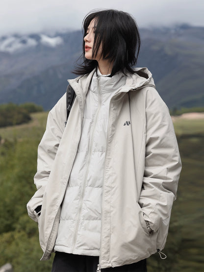 [DUCK DOWN] hooded waterproof jacket with detachable duck down puffer No.997