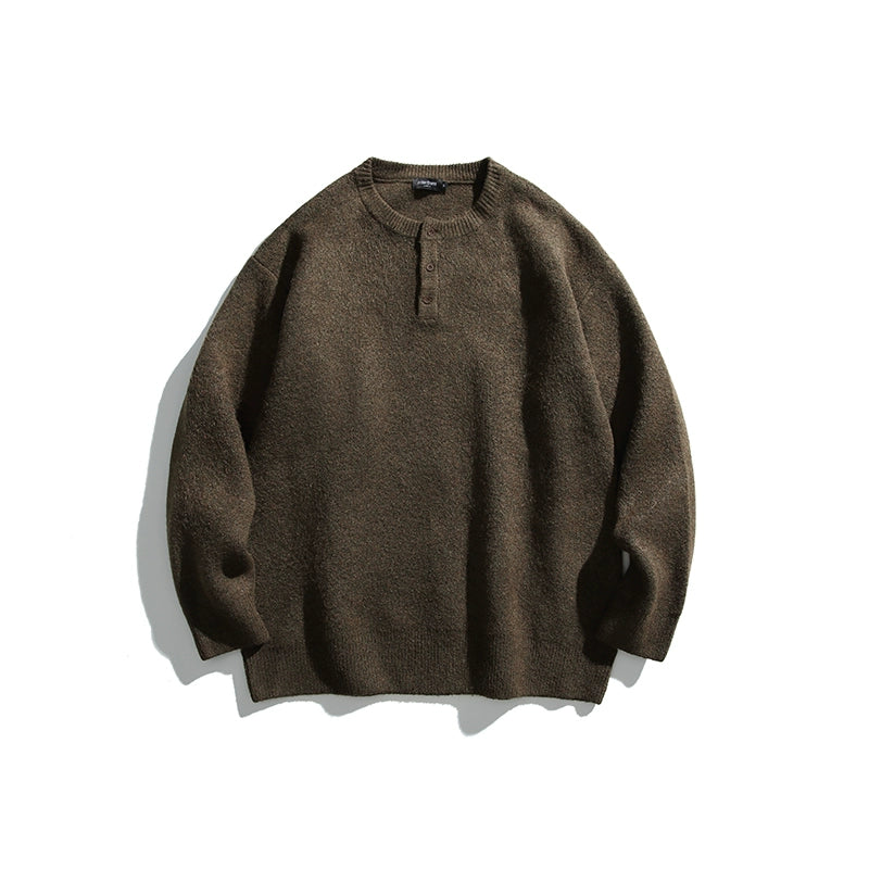 Wool, Semi-Open Collar, Knitted Sweater No.1409