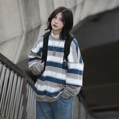 striped sweater fake two-piece No.318