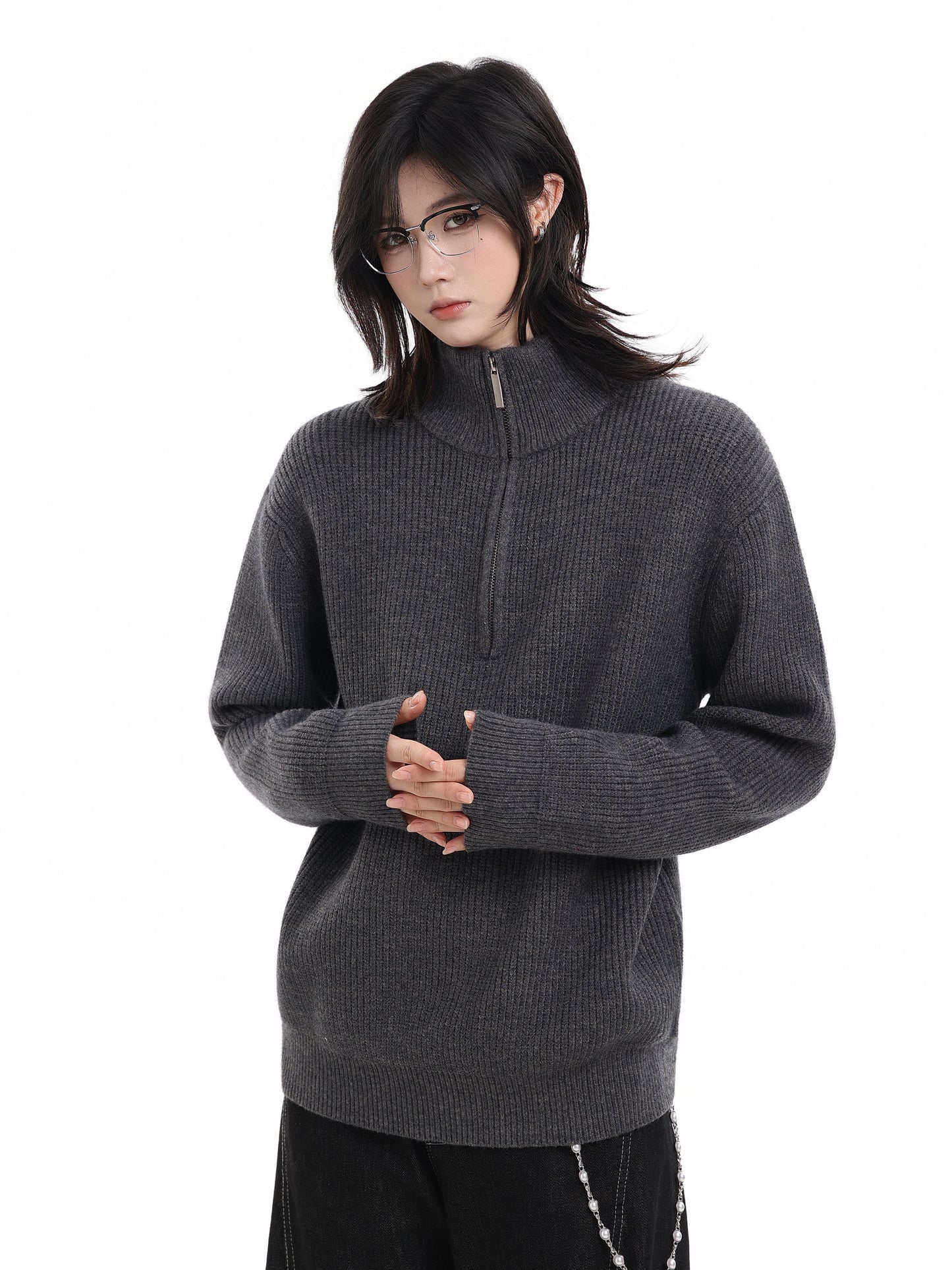 Half Zip-Up Knitwear No.1650