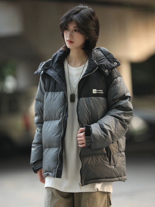 [DUCK DOWN] loose detachable hooded down jacket, puffer No.1055