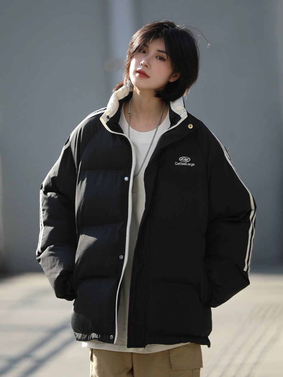 Striped stand up collar padded jacket, puffer No.1053