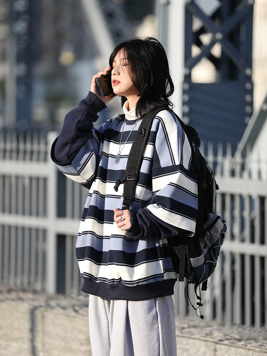 striped sweater fake two-piece No.318