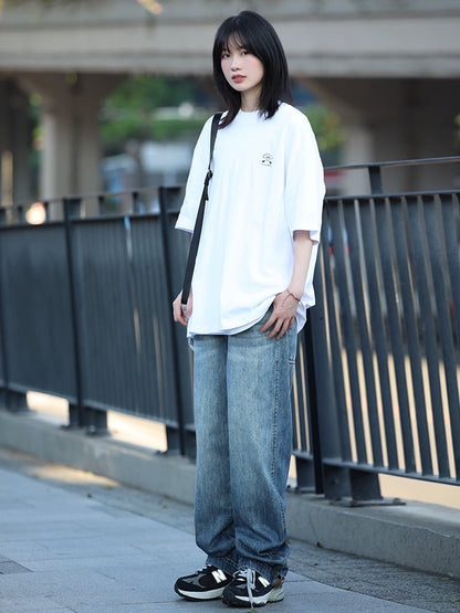 Jeans straight pants loose No.749