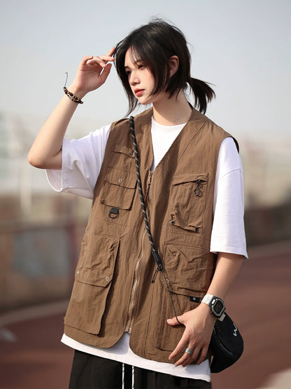 Overalls, vest, multi-pocket, sleeveless top, jacket No.684