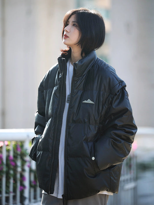 [DUCK DOWN] padded jacket with detachable sleeve jacket, puffer No.1033