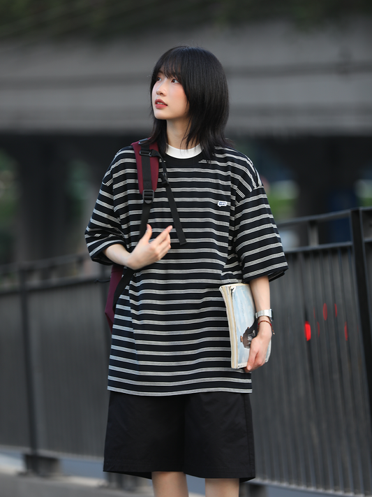 Striped short-sleeved T-shirt No.643