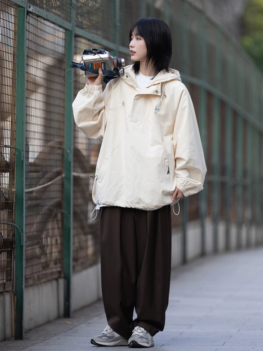 Half zipper neckline hooded jacket No.84