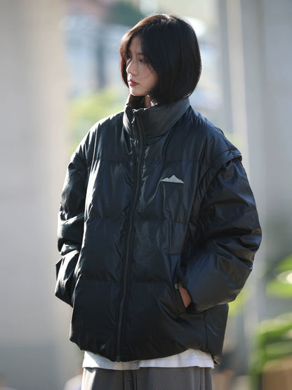 [DUCK DOWN] padded jacket with detachable sleeve jacket, puffer No.1033
