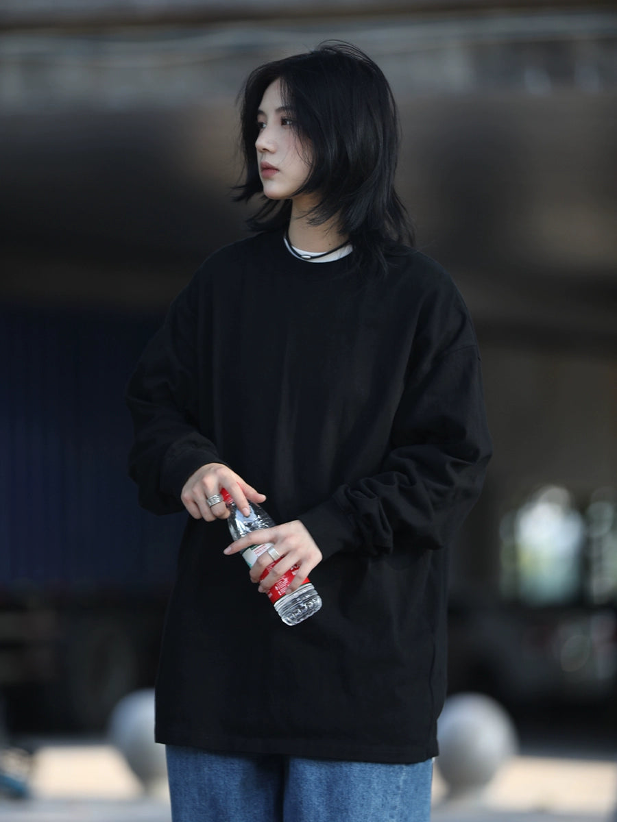 solid color long-sleeved t-shirt No.406
