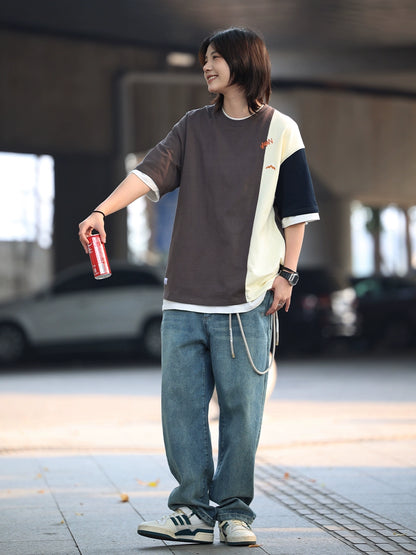 Round neck stitching short-sleeved t-shirt No.559