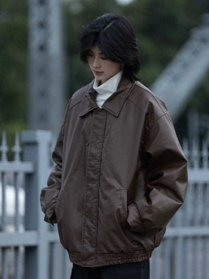 Vegan leather jacket thick jacket No.1022