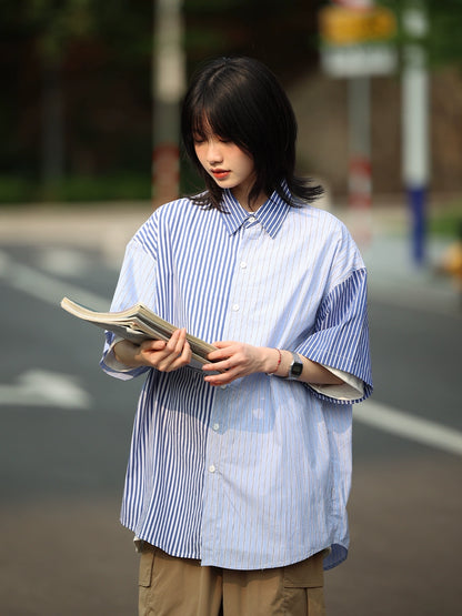 Striped short-sleeved shirt No.637