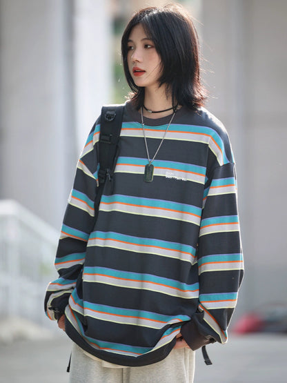 Striped round neck long sleeve t-shirt No.825