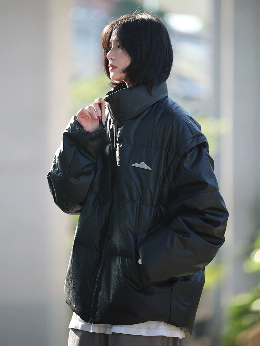 [DUCK DOWN] padded jacket with detachable sleeve jacket, puffer No.1033