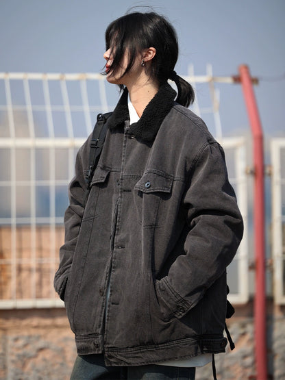 Lamb wool denim jacket