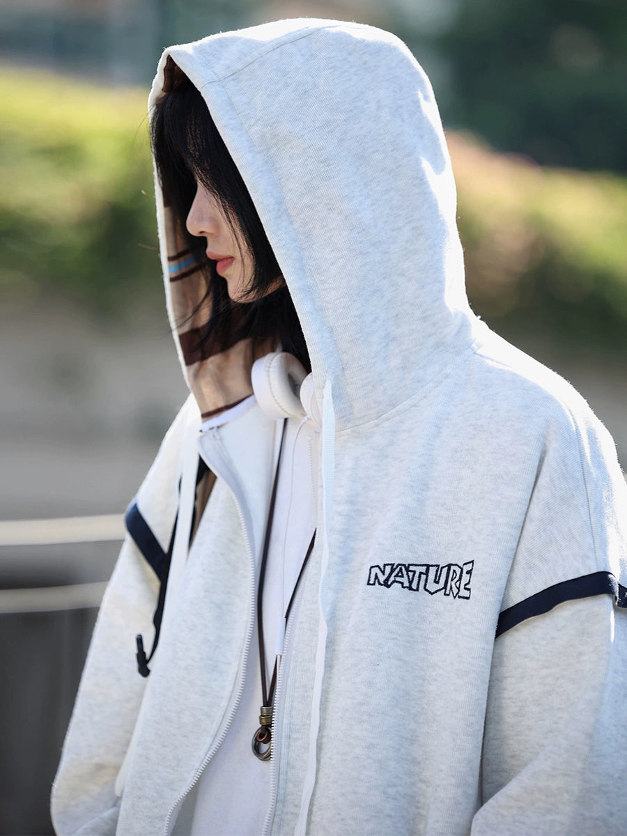 Hooded sweatshirt zip-up hoodie No.849