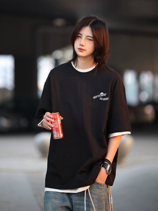 Solid color print short sleeve t-shirt No.562