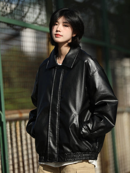 Vegan leather jacket thick jacket No.1022