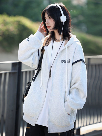 Hooded sweatshirt zip-up hoodie No.849