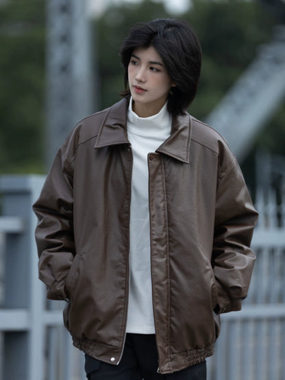 Vegan leather jacket thick jacket No.1022