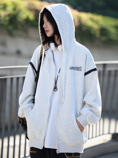 Hooded sweatshirt zip-up hoodie No.849